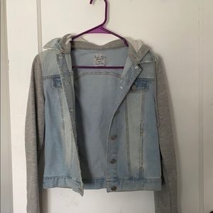 Denim jacket + hoodie